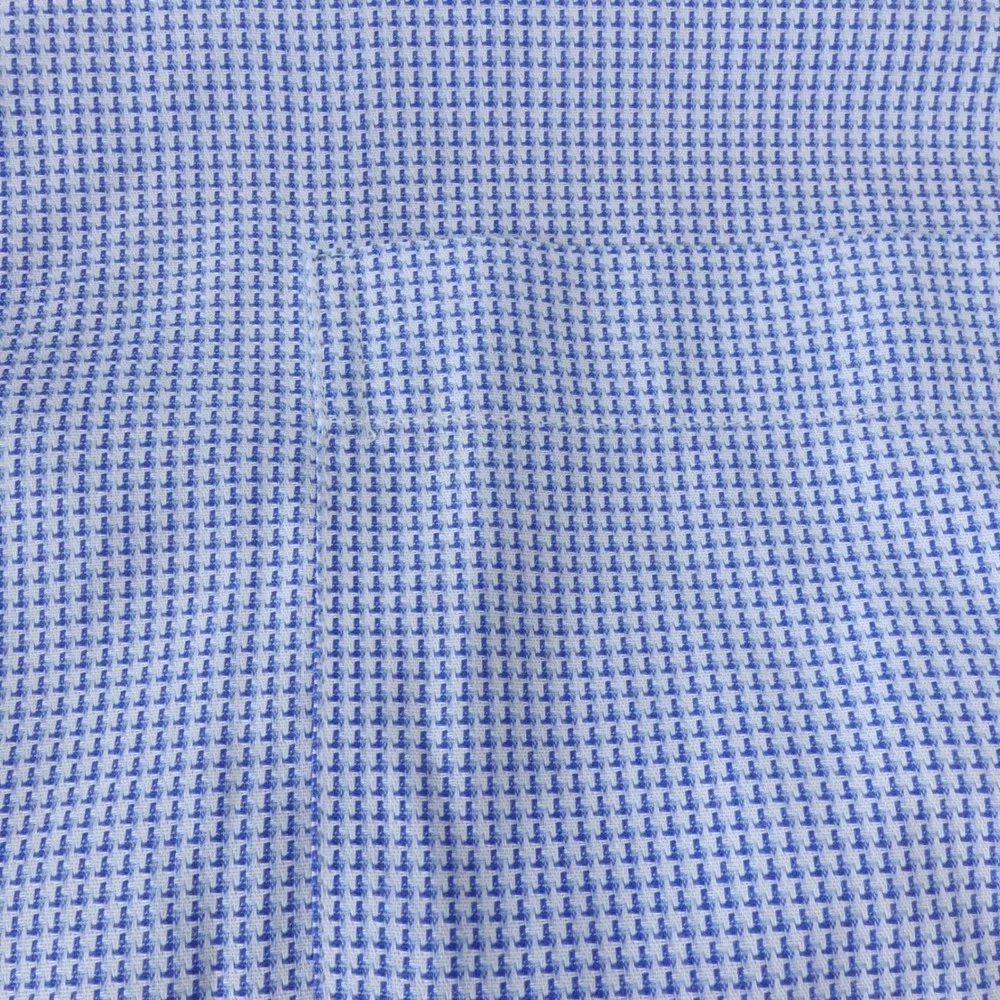 Egara Mens XL Slim Fit Stretch Non Iron Blue White Micro Print Dress Shirt